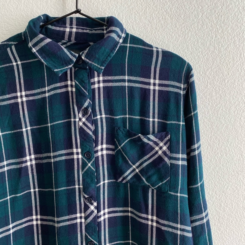 Rails Hunter Plaid Button Down Forest Navy Top - image 2